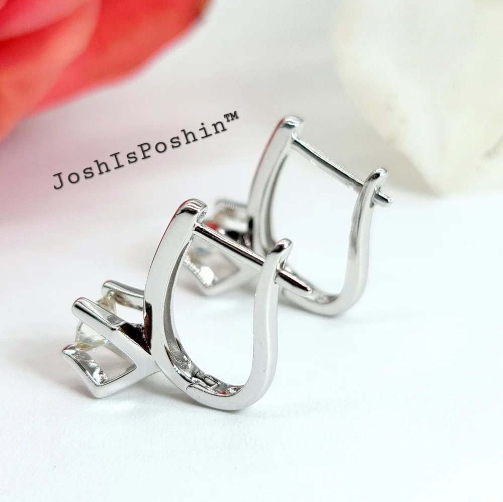 1CT. T.W. Moissanite round cut latch back earrings in sterling silver - Picture 4 of 14